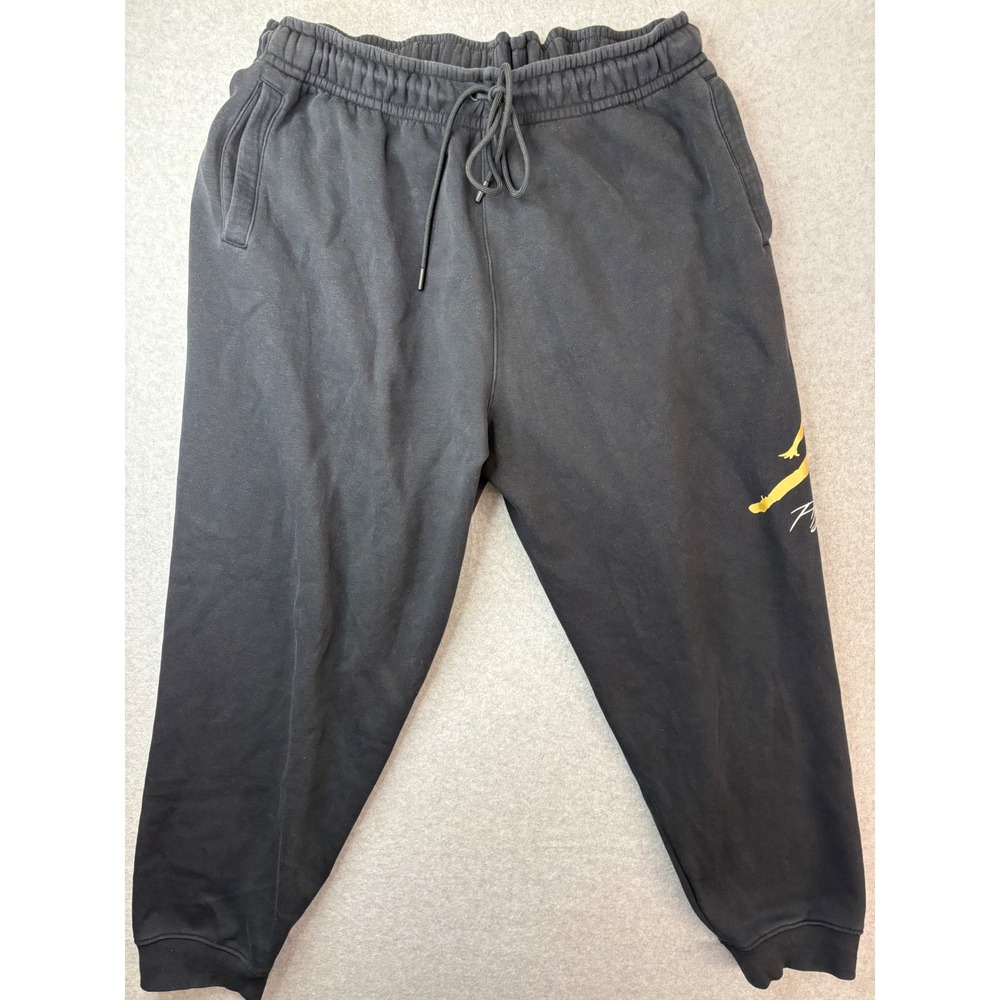Nike Air Hoodie XXL & Jordan Flight Sweatpants 3XL Black Gold Mens Tracksuit - Picture 6 of 12